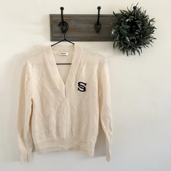 Sandro Wool Cashmere Gaston V-Neck Sweater 2/M - Picture 1 of 6